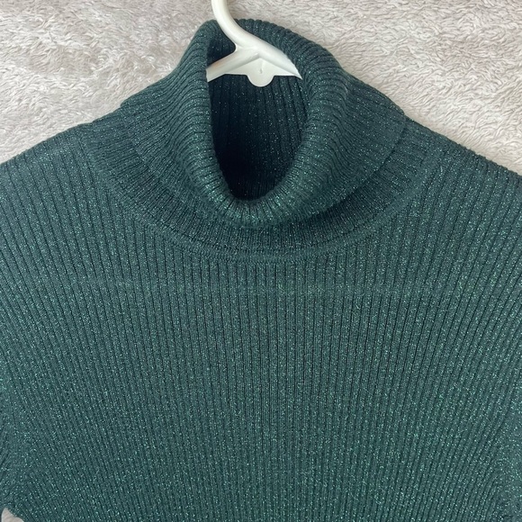 RUFF HEWN Emerald Green Very Stretchy Turtleneck Metalic Threads Medium - Picture 9 of 14